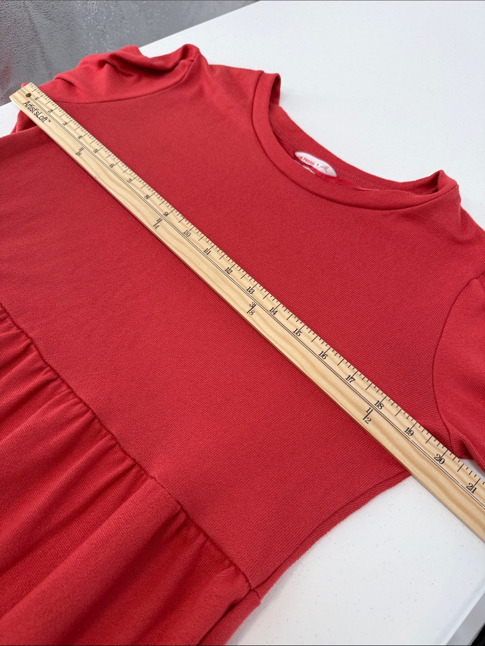 Jillian Harris X Joe Fresh Sweater Midi Dress Puff Sleeve Cottagecore Coral - Picture 6 of 6